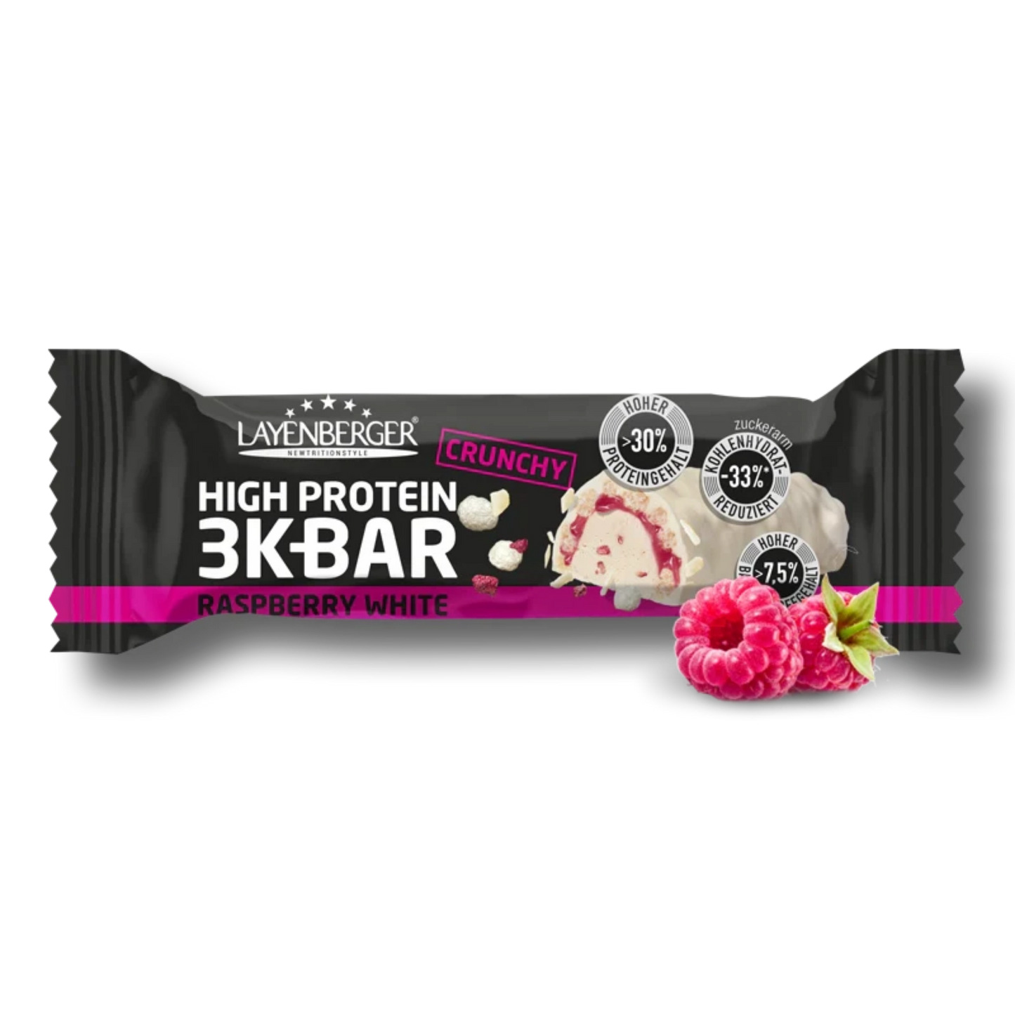 3K PROTEIN BAR CRUNCHY Raspberry White 15er Karton