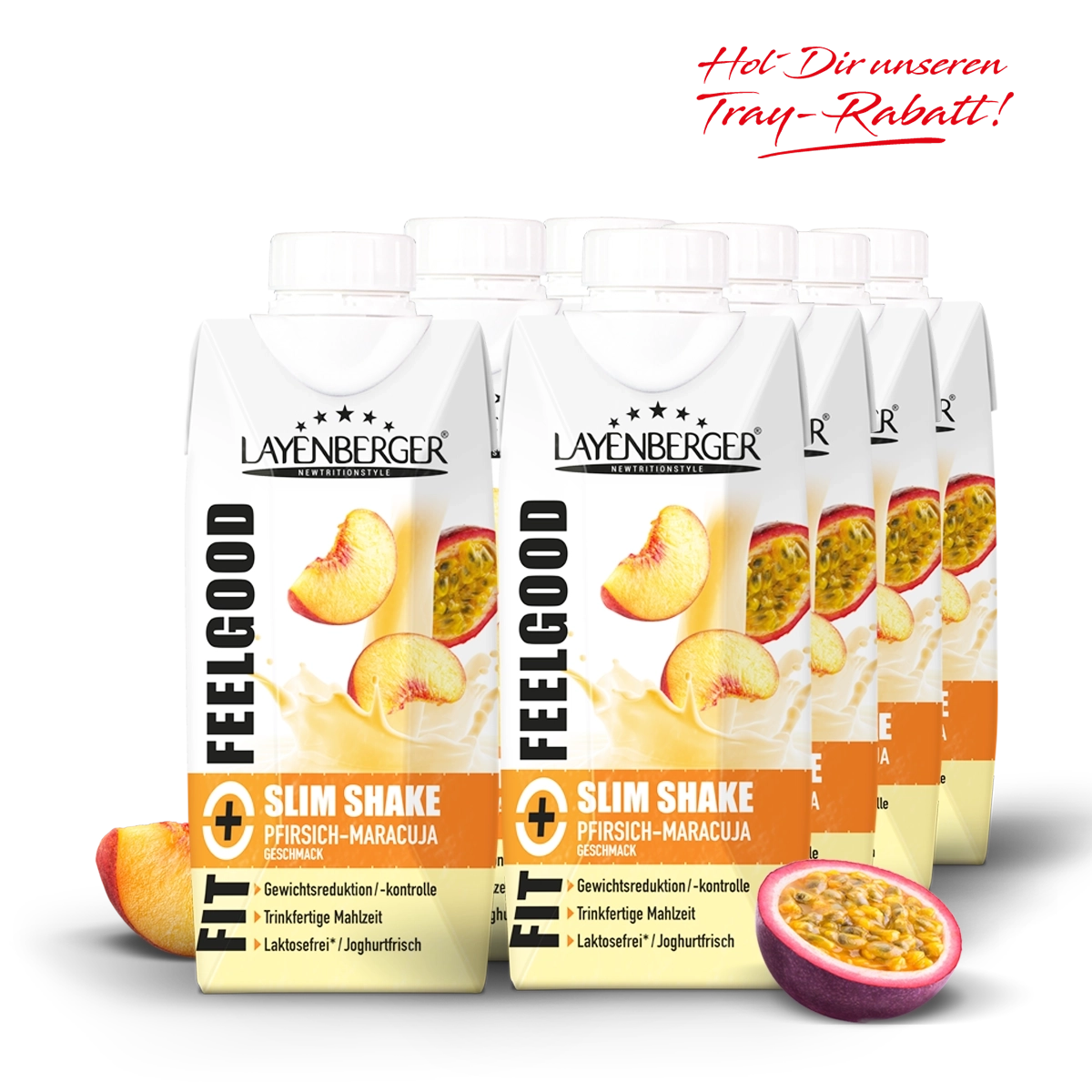 Fit&FeelGood Slim Shake Tetra Pfirsich Maracuja Tray