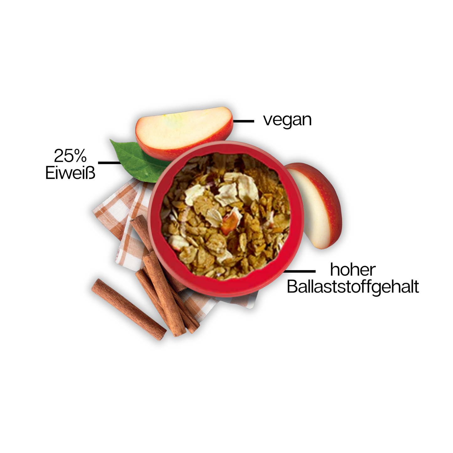 HIGH PROTEIN CRUNCHY MÜSLI Apfel-Zimt 6er Karton