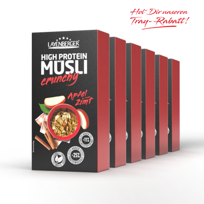 HIGH PROTEIN CRUNCHY MÜSLI Apfel-Zimt 6er Karton