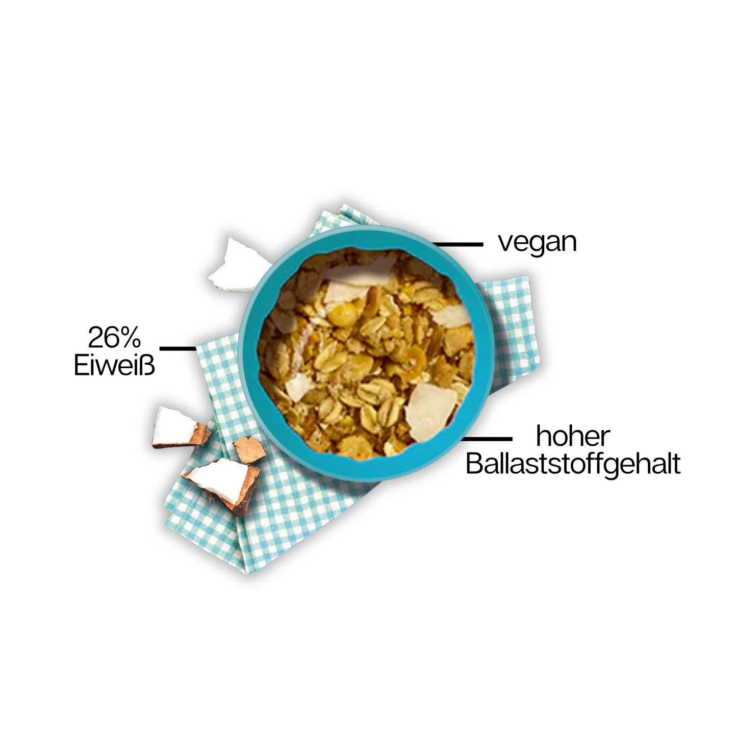 HIGH PROTEIN CRUNCHY MÜSLI Kokos-Vanille 6er Karton