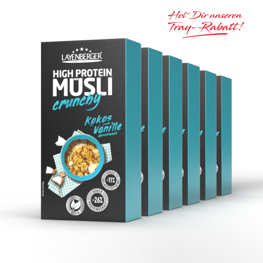 HIGH PROTEIN CRUNCHY MÜSLI Kokos-Vanille 6er Karton