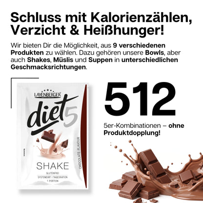 DIET5 SHAKE PULVER 5er Tagesration Chocolate