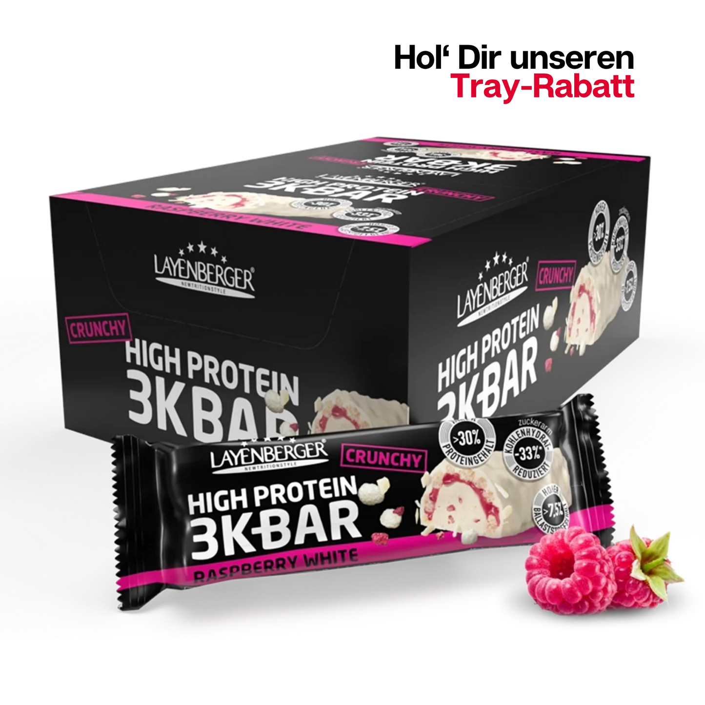 3K PROTEIN BAR CRUNCHY Raspberry White