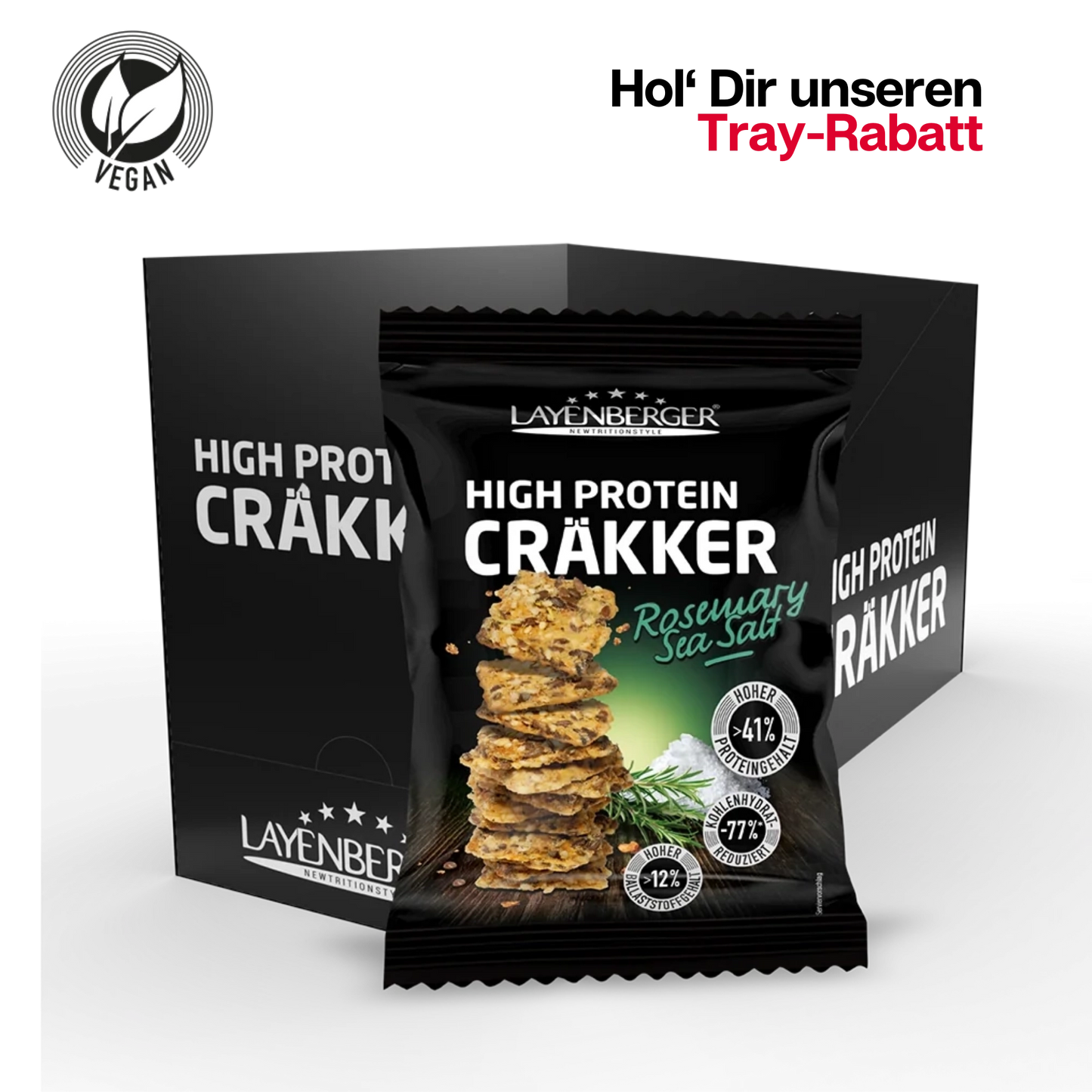 HIGH PROTEIN CRÄKKER Rosemary Sea Salt 8er Karton