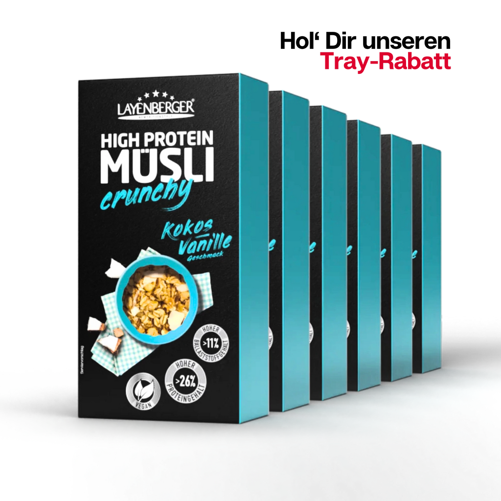 HIGH PROTEIN CRUNCHY MUESLI coconut-vanilla box of 6