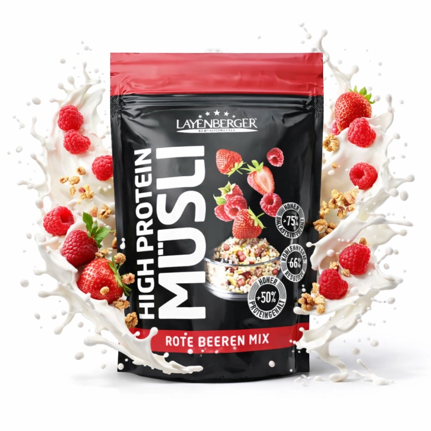 3K PROTEIN MÜSLI Rote Beeren Mix 3er Karton