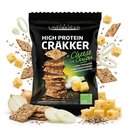 HIGH PROTEIN CRÄKKER Cheese`n Onion 8er Karton
