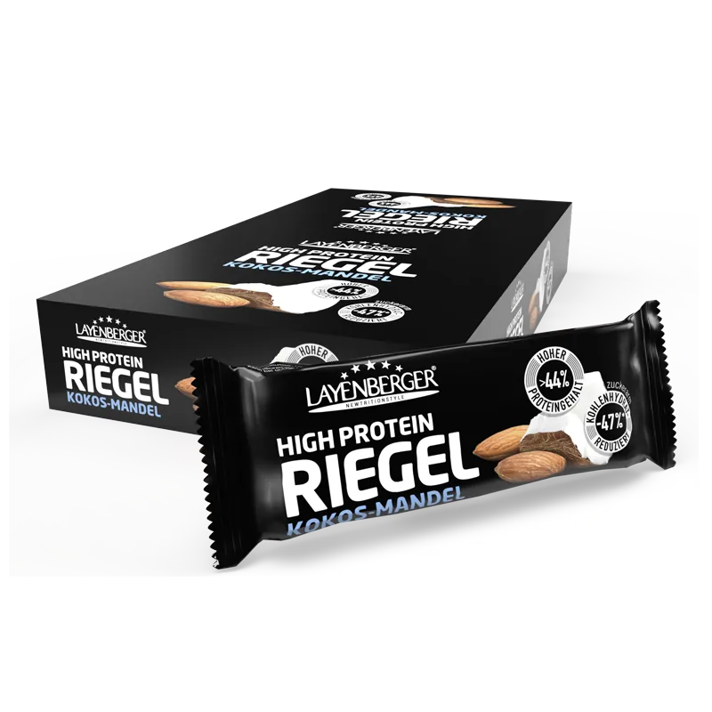 HIGH PROTEIN RIEGEL Kokos-Mandel 18er Karton – LAYENBERGER Nutrition ...