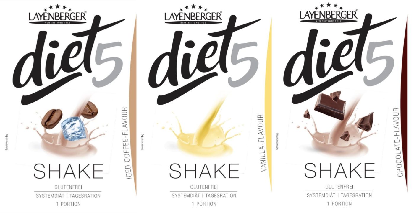 Die drei vorportionierten Layenberger diet5-Shakes.